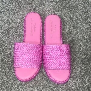 Matisse x Anthropologie Pink Woven Slide Espadrille Sandals size 10 EUC